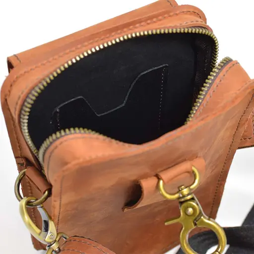 Кожаная мужская сумка на пояс TARWA 20х13.5х5 см sum0025979 - фото 5