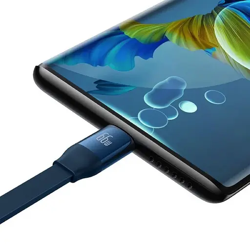 Кабель Baseus Bright Mirror 2 Series Retractable 3-in-1 Fast Charging Data Cable USB to M+L+C 66W 1.1m Blue - фото 4