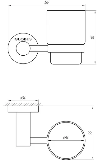 Склянка одинарна Globus Lux SS 8409 хром матовий - фото 2