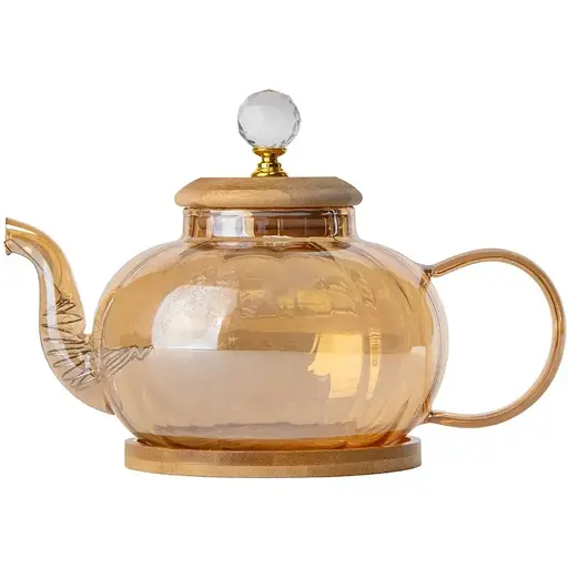 Заварник Elisey из жаропрочного стекла Пуэр с бамбуковой крышкой 1000 мл