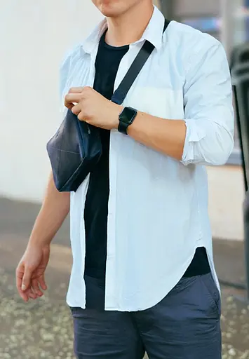 Шкіряна поясна сумка Dropbag Maxi синя Crazy Horse - фото 10