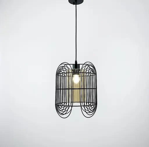 Світильник-лофт у чорному каркасі Line.F Колір плафона Янтарний - фото 2