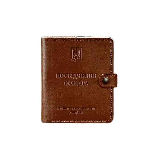 Кожаная обложка-портмоне для удостоверения офицера 11.0 светло-коричневая - фото 7