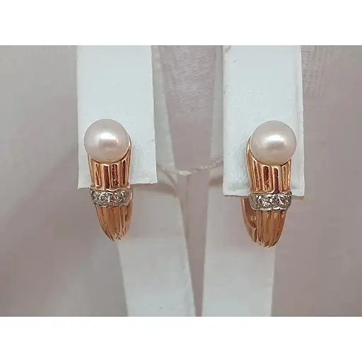 Золотые серьги с бриллиантами и жемчугом. EP17085К - фото 3