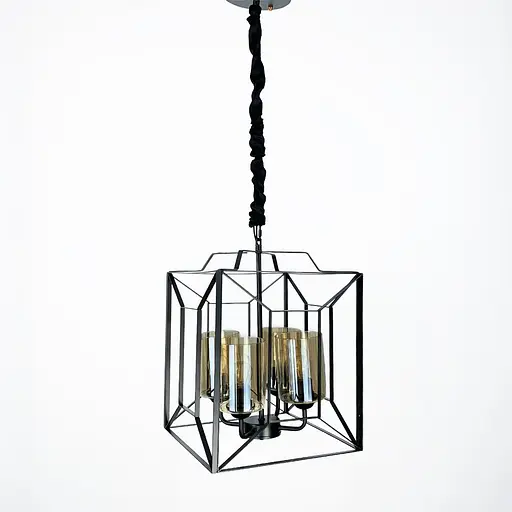 Люстра Лофт у чорному корпусі форми куба Line.F 11895/4 BK - фото 1