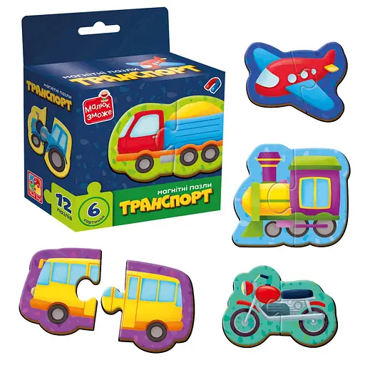 Дитячі магнітні пазли "Транспорт" Vladi Toys VT1733-02, 6 картинок - фото 2