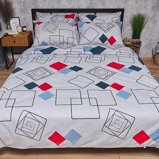 Комплект постільної білизни Moon&Star Бязь Gold Люкс Urban Grid King Size 220x240 наволочки 2х70х70 - фото 4