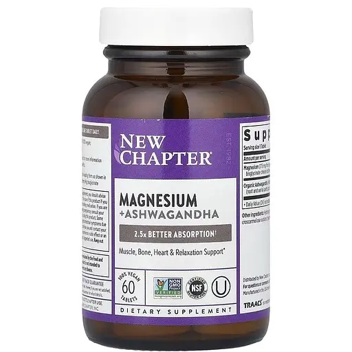 Магній та Ашваганда New Chapter Magnesium + Ashwagandha 60 таблеток - фото 3