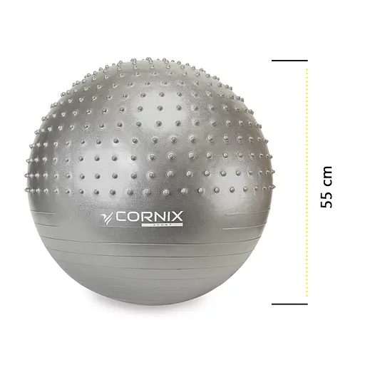 Мяч для фитнеса (фитбол) Cornix 55 см полумассажный Anti-Burst Silver XR-0463 - фото 6