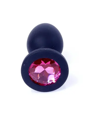 Силіконова анальна пробка з кристалом Boss Plug Jewellery 8 см (рожевий) - фото 4