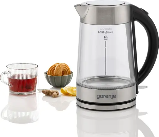 Gorenje Электрочайник 1.7л, 2,200 Вт, strix контроль, стекло, нерж - фото 6