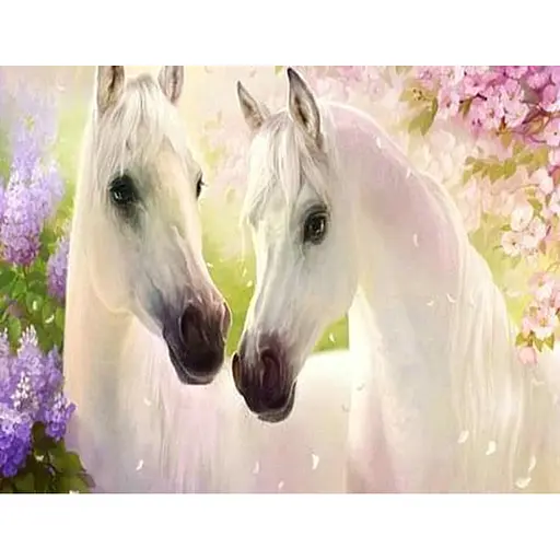Алмазна мозаїка зі стразами на підрамнику Love 50*40, c принт. рамою Коні - фото 1