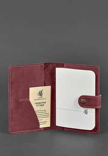 Женская кожаная обложка для паспорта 3.0 Инди бордовая - фото 3