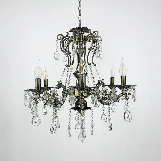 Підвісна кришталева люстра Crystal Life у бронзовому корпусі на 6 ламп Line.F 11549/6 - фото 1