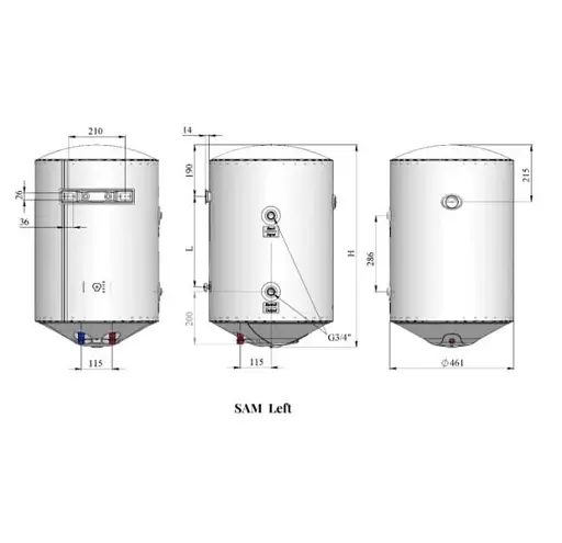 Бойлер комбинированный накопительный WHP Sam 80 Left 30412 - фото 3