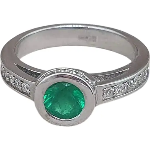 Золотое кольцо Iris с бриллиантами и изумрудом. 1КИ11361 17,5