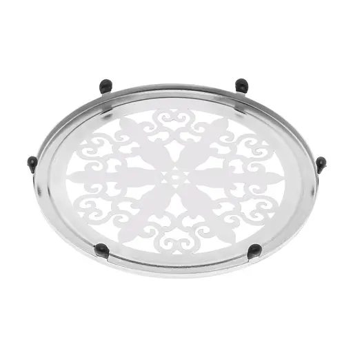 Подставка под горячее из гальванизированного металла с ажурным декором и резиновыми ножками 18.2х18.2 см, Kitchette Серебристый 87239 - фото 3