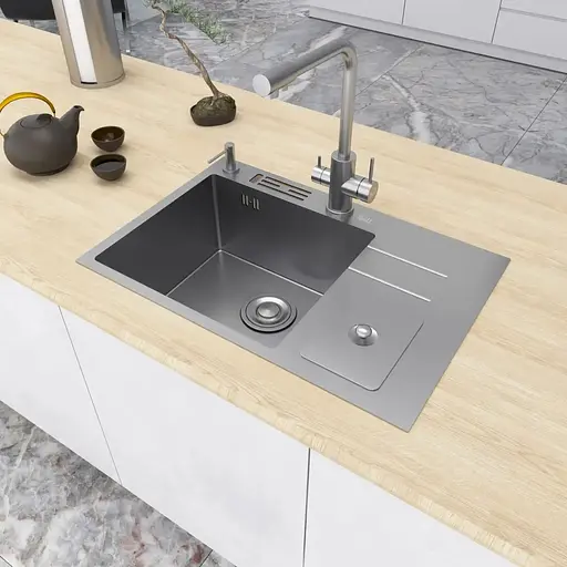 Кухонная мойка Nett NSM-7047 из нержавеющей стали со встроенной помойкой - фото 7