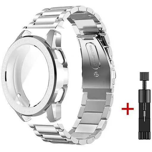 Комплект Tamister для годинника Xiaomi Watch S3 сріблястий (чохол + ремінець Rolex design 22 мм)