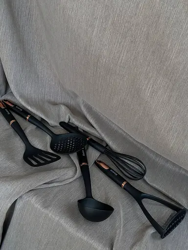 Набір кухонного приладдя Magio MG-1125 з підставкою силіконовий 5 шт. Чорний - фото 3