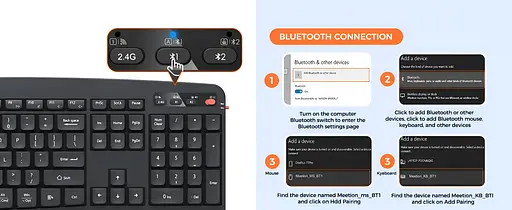 Беспроводная клавиатура с мышкой MEETION DirectorA 2.4G+Bluetooth черная - фото 9