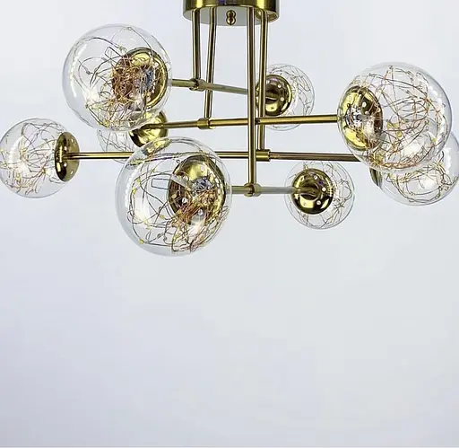 Латунна LED люстра на 8 прозорих плафонів із вбудованими світлодіодами Line.F K 26/8 AB - фото 1