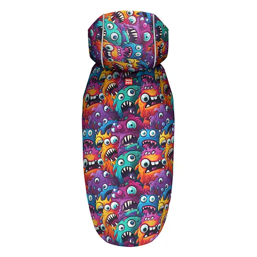 Дощовик-накидка з капюшоном для собак Waudog Clothes, малюнок "Зубасті монстри", XL, А 55-61 см, B 68-80 см, С 42-52 см - фото 3