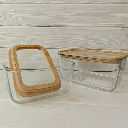 Харчовий контейнер Vittora скляний і скляною дерев'яною 1380 мл VT-8613 (135686) - фото 3