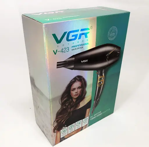 Фен VGR V-423 с ионизацией для сушки и укладки волос с концентратором 2200 Вт Черный - фото 7