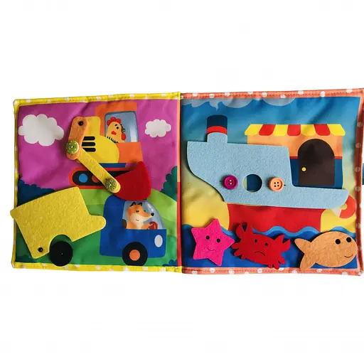 Текстильная развивающая книга для малышей Bambini "Машинка" 403662 - фото 3