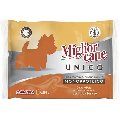 Вологий корм для собак Morando Migliorcane Unico паштет з індички (4 шт. х 100 г) - фото 1