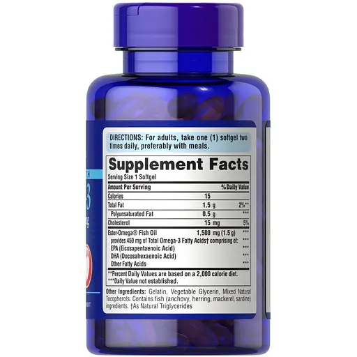 Жирные кислоты Puritan's Pride Omega 3 Fish Oil 1500 mg Extra Strength, 60 капсул - фото 2