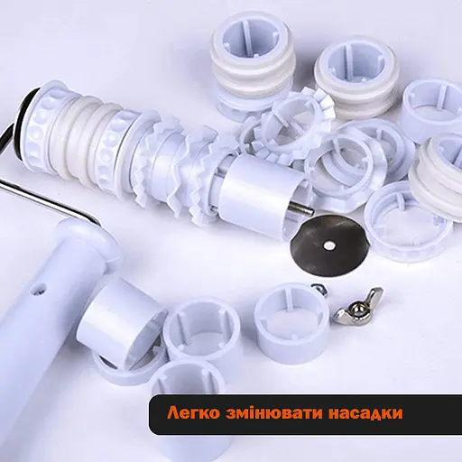 Валик для нарезки полос и декора мастики марципана теста кондитерский пластиковый со сменными насадками 17 см, Kitchen Master Белый 85828 - фото 7