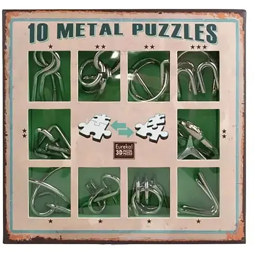 Набір головоломок Eureka 10 Metall Puzzles green 10 головоломок 3D Puzzle 473357 - фото 1
