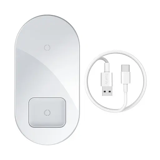 Бездротовий зарядний пристрій Baseus Simple 2 in 1 AirPods Pro Білий (WXJK-C02) - фото 4