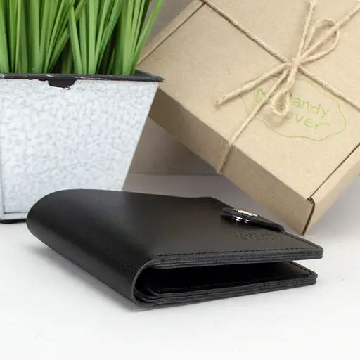 Портмоне мужское кожаное на кнопке Handycover HC0042 черное - фото 4