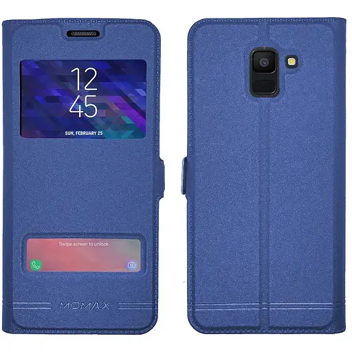 Чохол-книга Momax оригінальний для Samsung J600 J6 2018 синя - фото 1