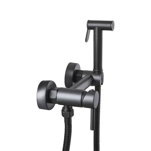 Змішувач для гігієнічного душу зовнішнього монтажу 150 мм Globus Lux GLN-6-graphite-106MIX, Чорний матовий - фото 2