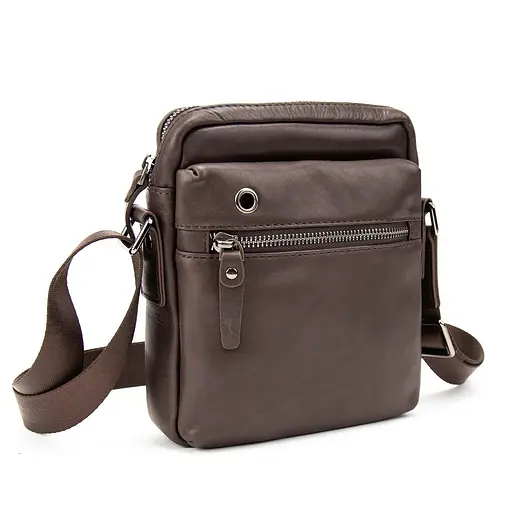 Месенджер в гладкій шкірі коричневий Tiding Bag 8718C