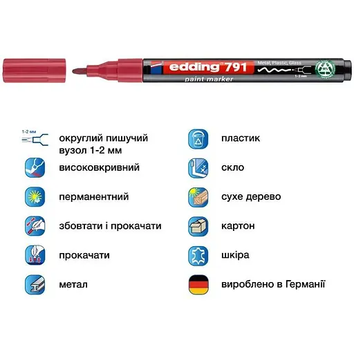 Маркер Edding Paint e-791 1-2 мм круглий рожевий (e-791/09n) - фото 2