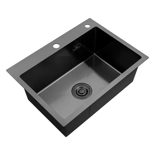 Кухонна мийка Kroner KRP Schwarze - 5843HM ​​PVD (3,0/1,0 мм) (CV022794) - фото 6