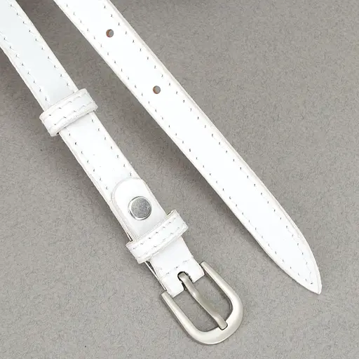 Ремень женский лаковый белый PS-1538 (115 см) узкий под платье - фото 4