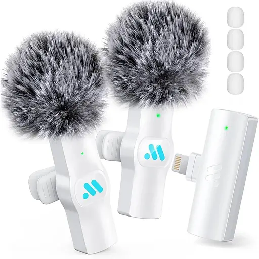 Бездротові петличні мікрофони для запису відео з iPhone і iPad, міні-мікрофон для трансляцій ігор, інтерв'ю, YouTube, TikTok 2 шт