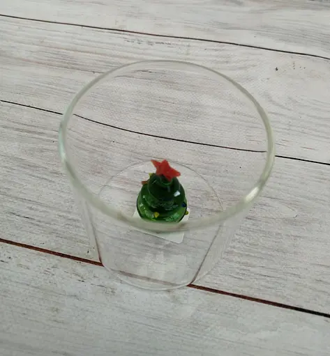 Склянка новорічна Olens 102-1176 з фігуркою всередині Зелена ялинка 310 мл Прозорий - фото 3