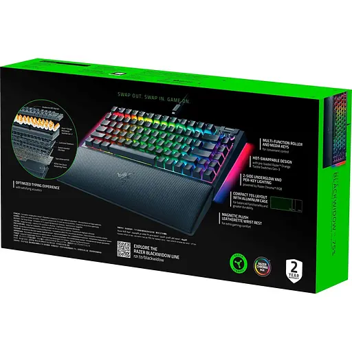 Клавіатура Razer BlackWidow V4 75% RGB Mechanical Tactile Switch USB Black (RZ03-05000100-R3M1) - фото 7