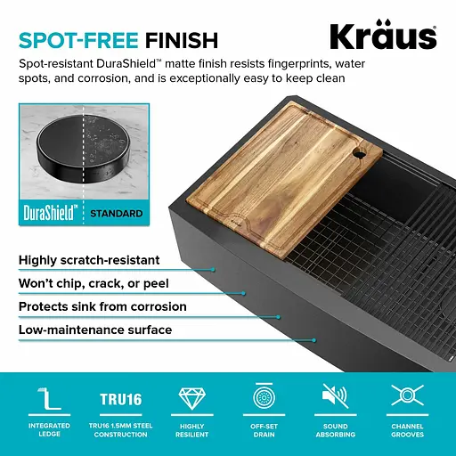 Кухонна мийка Kraus Kore KWF210-33/PGM, Графит - фото 7