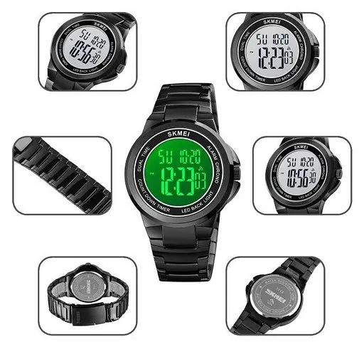 Чоловічий наручний годинник Skmei 1712 Чорний з білим циферблатом - фото 9