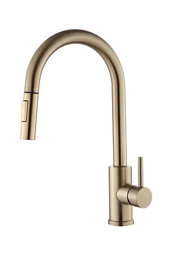 Смеситель для кухни VBI Flusso с выдвижным изливом brushed gold VBI-055000BG Золотой - фото 1