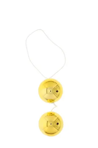Вагінальні кульки Vibratone Unisex Duo Balls, 3.5 см, золотистий - фото 3