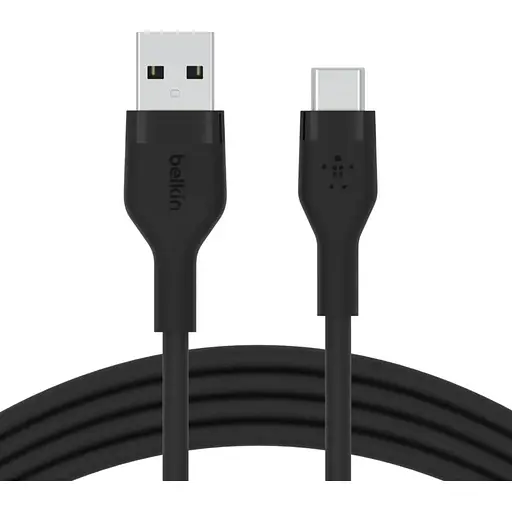 Belkin Кабель USB-A > USB-C зарядка/синхронизация 3м, 60Вт, Type-C, силиконовый с клипсой, черный